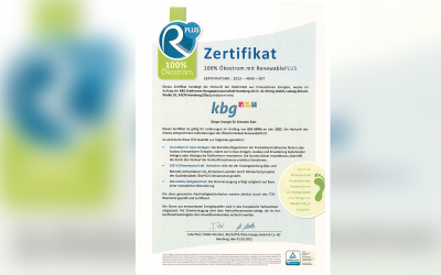 Zertifikat: 100% Ökostrom mit Renewable PLUS